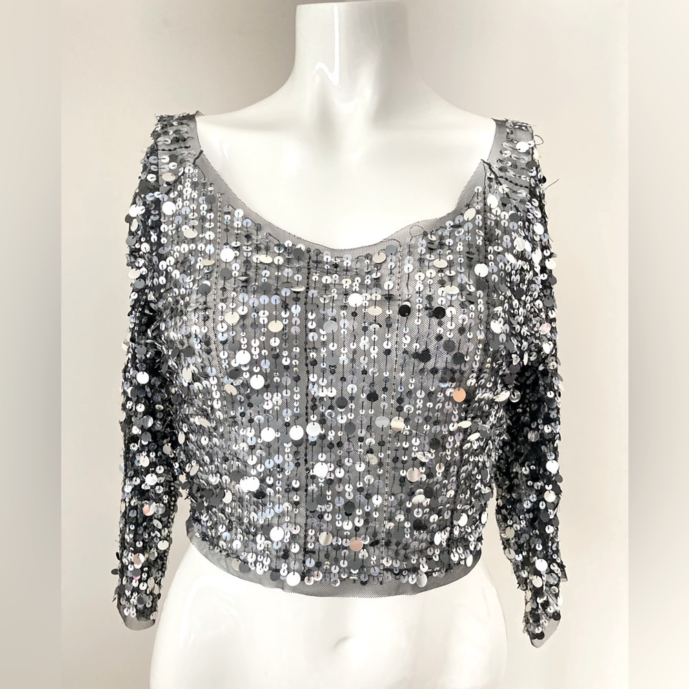 havenbleu Sequined Cropped Blouse